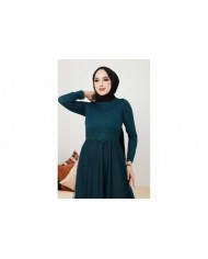 Beli Dantel Şeritli Abiye - Zümrüt