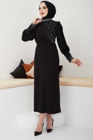 İnci Detaylı Abiye - Siyah