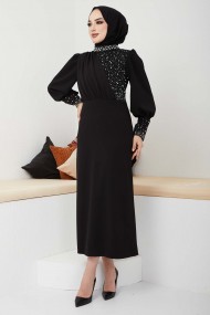 İnci Detaylı Abiye - Siyah