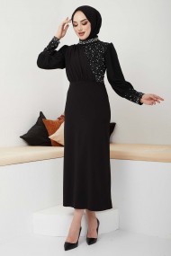 İnci Detaylı Abiye - Siyah