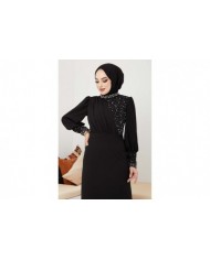 İnci Detaylı Abiye - Siyah