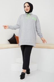 Fosfor Baskılı Sweat - Gri
