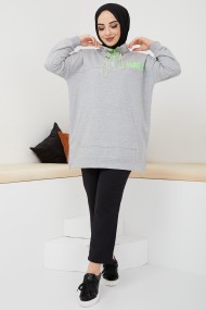 Fosfor Baskılı Sweat - Gri
