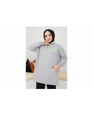 Fosfor Baskılı Sweat - Gri
