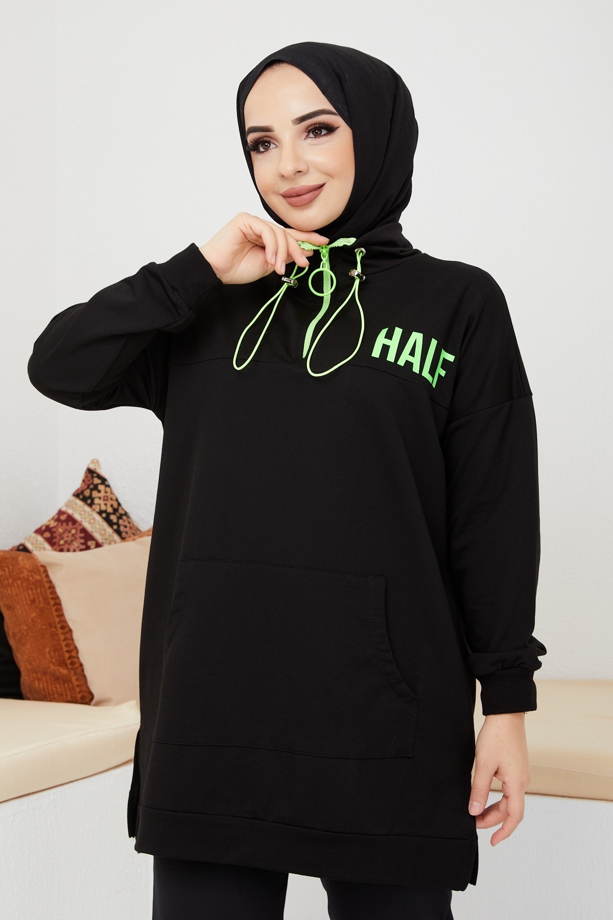 Fosfor Baskılı Sweat - Siyah