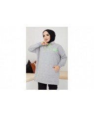 Fosfor Baskılı Sweat - Gri