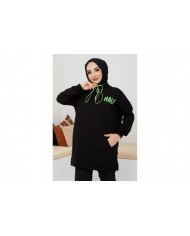 Fosfor Baskılı Sweat - Siyah