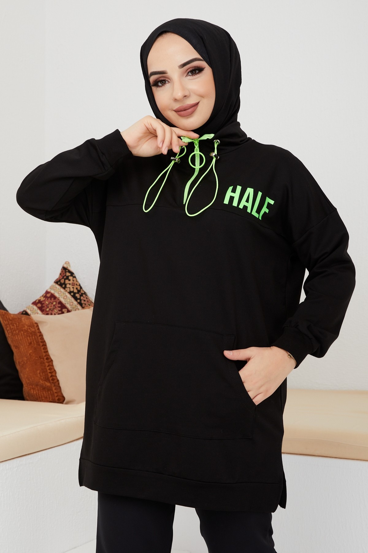 Fosfor Baskılı Sweat - Siyah