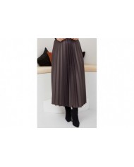 Pliseli Deri Etek - Füme