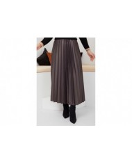 Pliseli Deri Etek - Füme