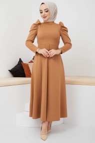 Karpuz Kol Elbise - Camel