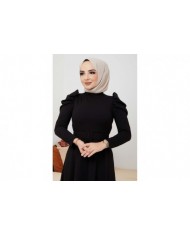 Karpuz Kol Elbise - Siyah