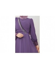 Şifon Güpür Abiye - Lila