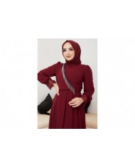 Şifon Güpür Abiye - Bordo