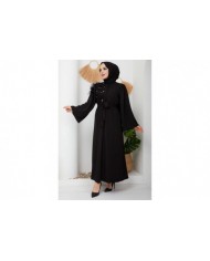 Taşlı Abaya - Siyah