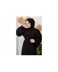 Taşlı Abaya - Siyah