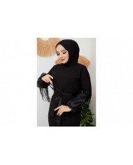 Saçaklı Abiye - Siyah