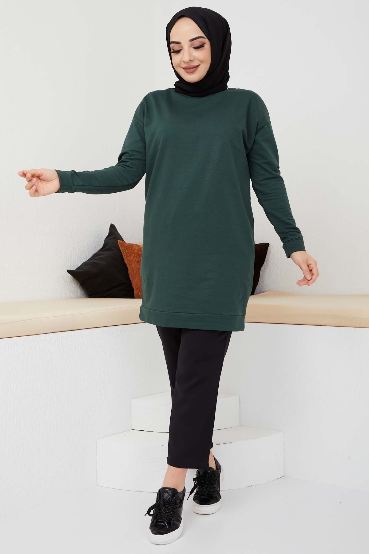 Düz Sade Sweat - Yeşil