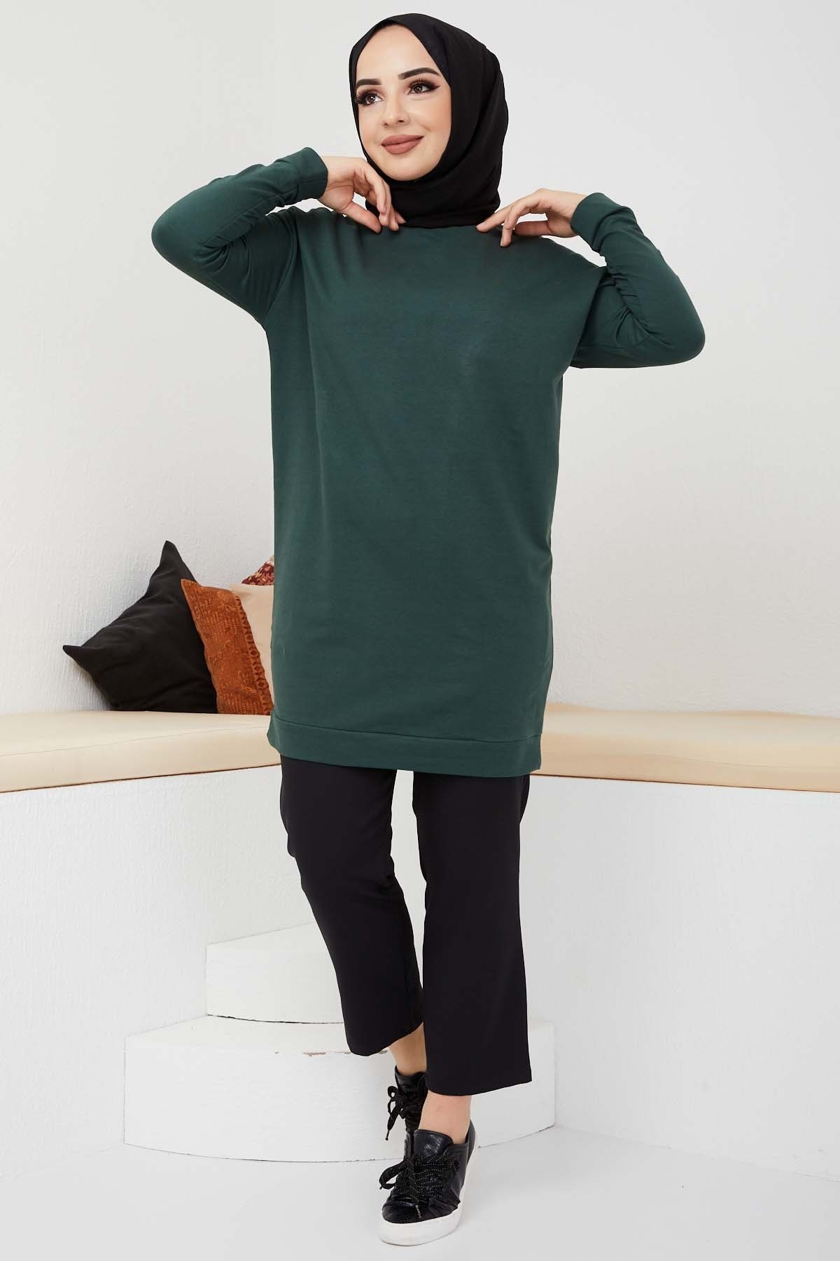 Düz Sade Sweat - Yeşil