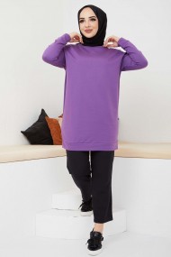 Düz Sade Sweat - Mor
