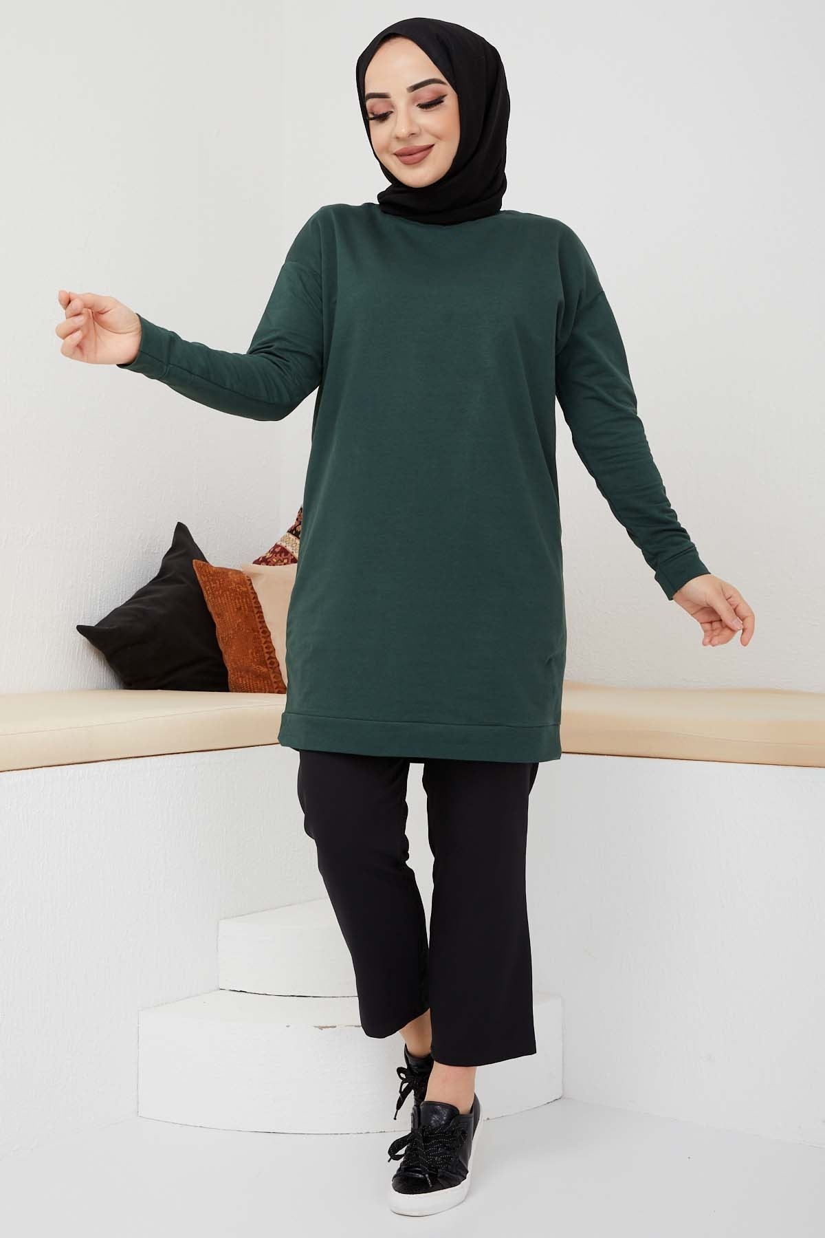 Düz Sade Sweat - Yeşil