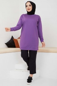 Düz Sade Sweat - Mor