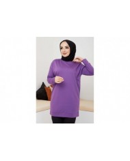 Düz Sade Sweat - Mor