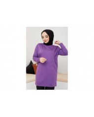 Düz Sade Sweat - Mor