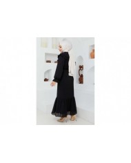 Roba Volanlı Elbise - Siyah