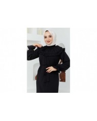 Roba Volanlı Elbise - Siyah