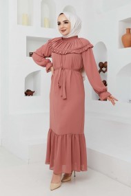 Roba Volanlı Elbise - Somon