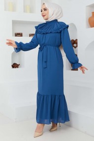 Roba Volanlı Elbise - İndigo