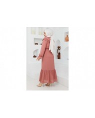 Roba Volanlı Elbise - Somon