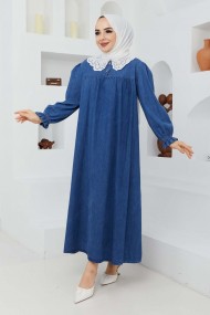 Dantel Yaka Kot Elbise