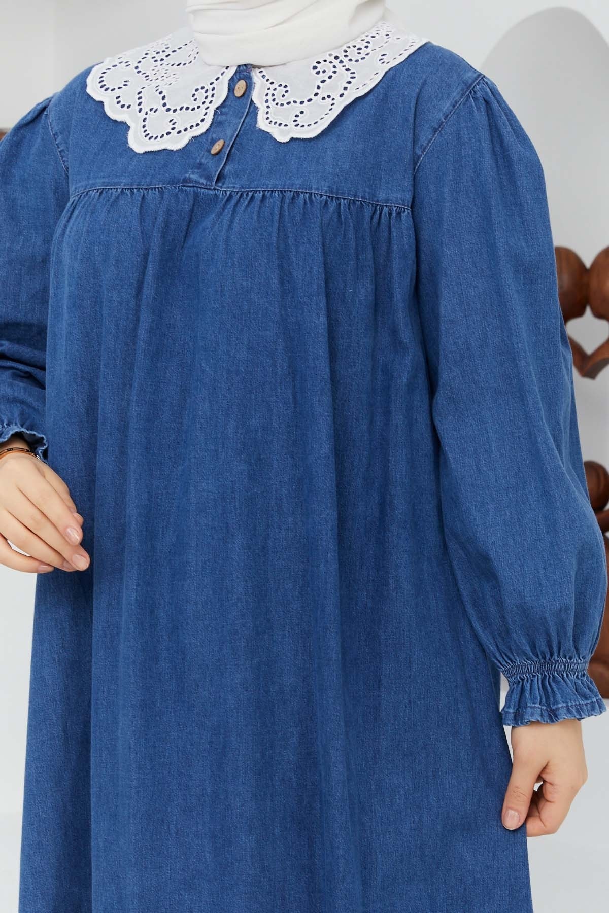 Dantel Yaka Kot Elbise