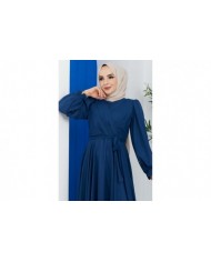 Önü Parçalı Şifon Abiye - İndigo
