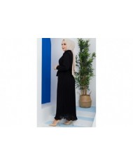 Pilise Detaylı Elbise - Siyah