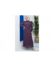 Pilise Detaylı Elbise - Lila