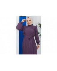 Pilise Detaylı Elbise - Lila