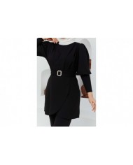 Kemerli Taşlı Takım - Siyah