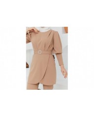 Kemerli Taşlı Takım - Bej