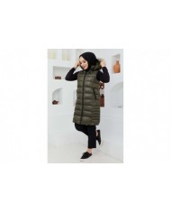 Kürk Kapüşonlu Yelek - Yeşil