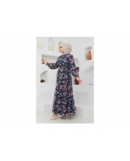 Gipeli Şifon Elbise - Mavi