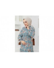 Gipeli Şifon Elbise - Yeşil