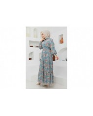 Gipeli Şifon Elbise - Yeşil