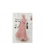 Gipeli Şifon Elbise - Gül Kurusu