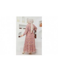 Gipeli Şifon Elbise - Gül Kurusu