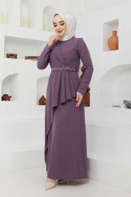 Eylül Krep Elbise - Lila