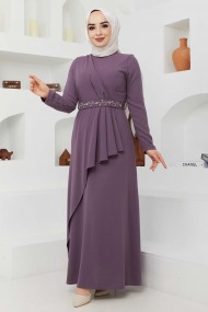 Eylül Krep Elbise - Lila