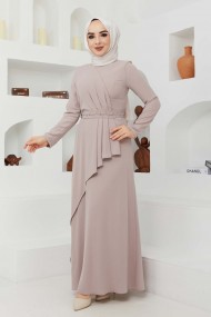 Eylül Krep Elbise - Bej